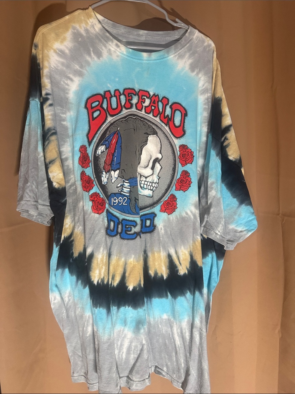 Grateful Dead BUFFALO DEAD 1992 Tie-Dye Graphic Tee - Blue, Black, Tan